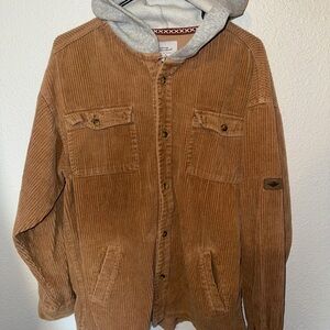 Cotton On Brown Lightweight Corduroy Jacket with Gray Hood